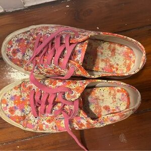 Superga Women’s Floral Sneakers with Pink Laces